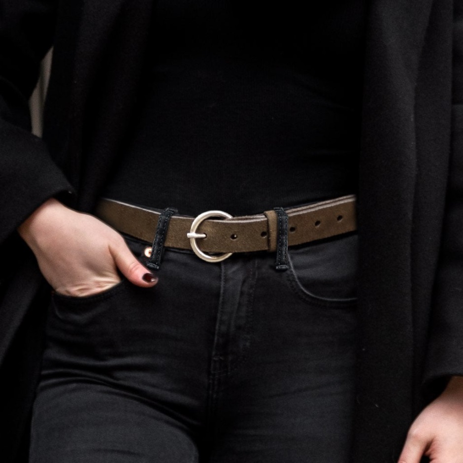 Ceinture En Cuir Cercle Pour Femme En Daim Olive Foncé Mardi – Image 5