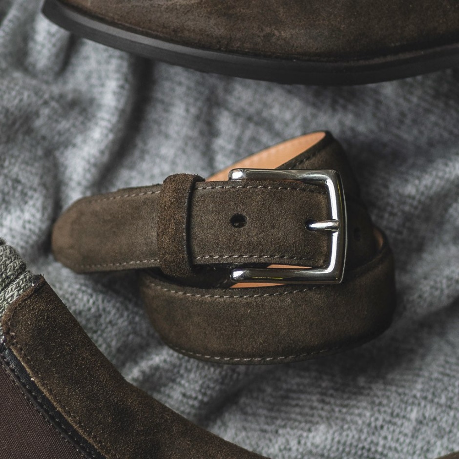 Ceinture En Cuir Classique Pour Femme En Daim Olive Foncé Mardi – Image 8
