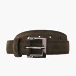 Ceinture En Cuir Classique Pour Hommes Mardi En Daim Olive Foncé – Image 2