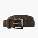 Ceinture En Cuir Classique Pour Hommes Mardi En Daim Olive Foncé