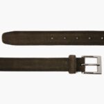 Ceinture En Cuir Classique Pour Hommes Mardi En Daim Olive Foncé – Image 3