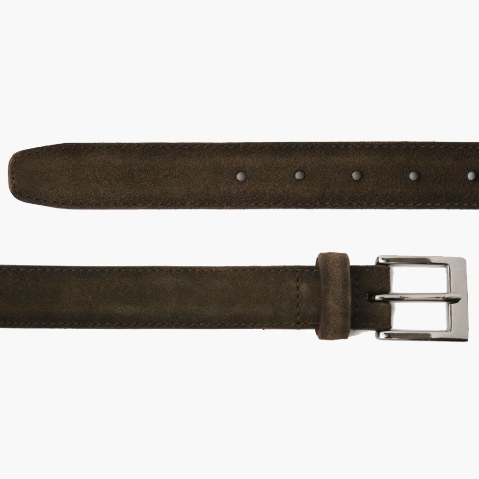 Ceinture En Cuir Classique Pour Hommes Mardi En Daim Olive Foncé – Image 3