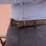Ceinture En Cuir Classique Pour Hommes Mardi En Daim Olive Foncé – Image 4