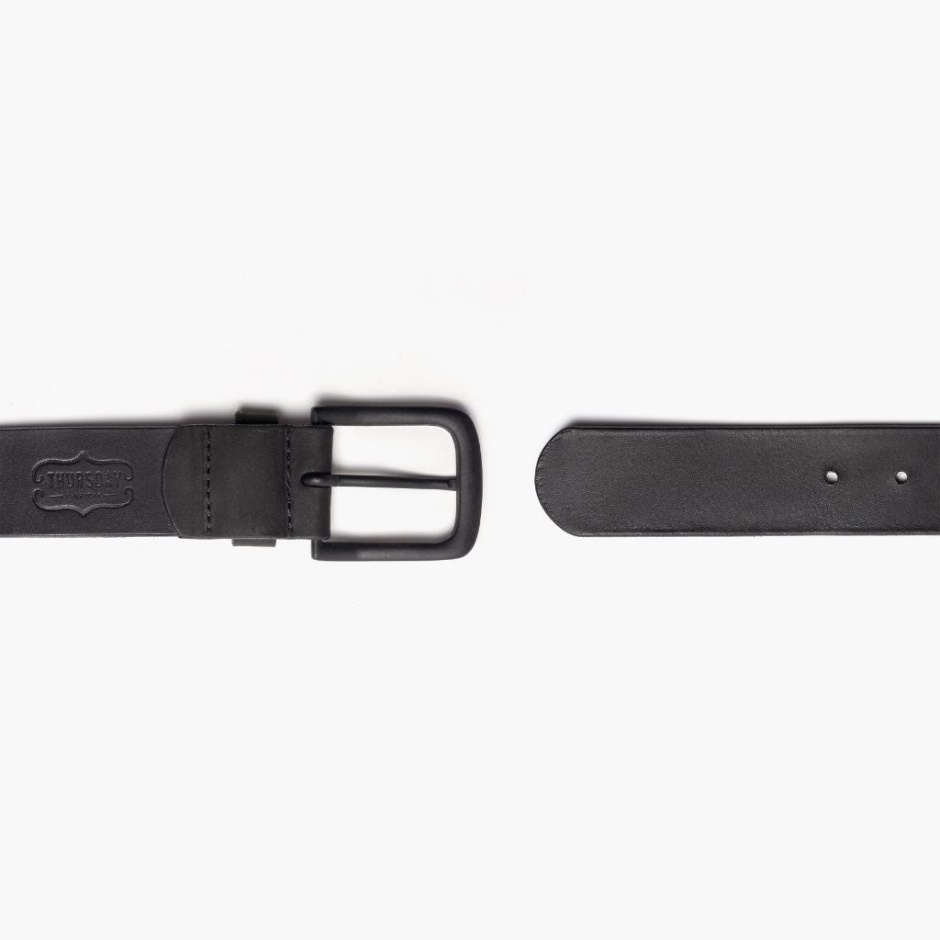 Ceinture En Cuir Héritage Noir Mat Pour Hommes Dimanche – Image 4