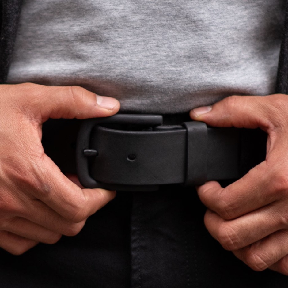 Ceinture En Cuir Héritage Noir Mat Pour Hommes Dimanche – Image 6